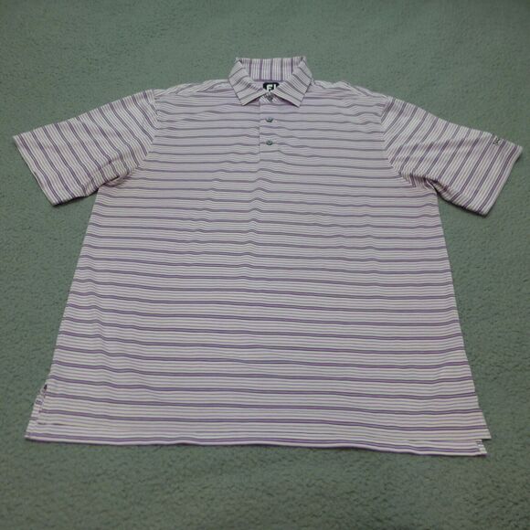 FootJoy Golf Shirt Mens XL Polo Purple Striped Short Sleeve Performance Stretch - Picture 1 of 12